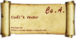 Csák Andor névjegykártya