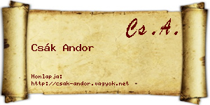 Csák Andor névjegykártya